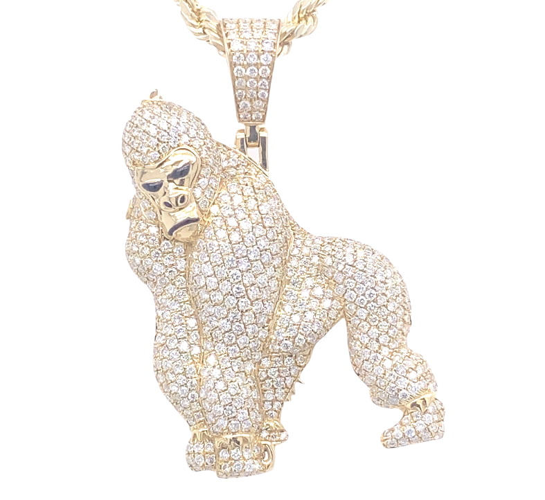 Gorilla Charm 2.60 CT ROUND DIAMOND 10K YELLOW GOLD - Image 1