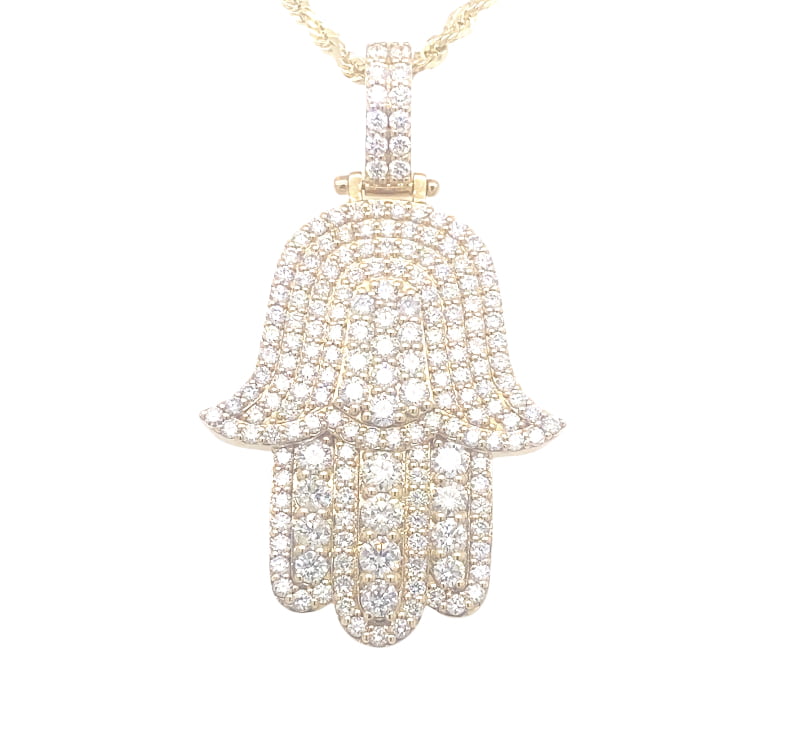 Hamsa Charm 5 CT ROUND DIAMOND 10K YELLOW GOLD - Image 1